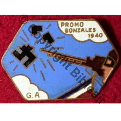 PROMO GONZALES 1940 Mitrailleurs avion BA.103 6e Cie  SM Bol fenetre allonge Dos irreg scintillant 38x25mm Support de arme Bleu Src.st.michel.6263 238Eur01.24 